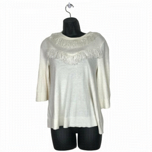 Kate Spade White Sweater With  Fringes Size XS